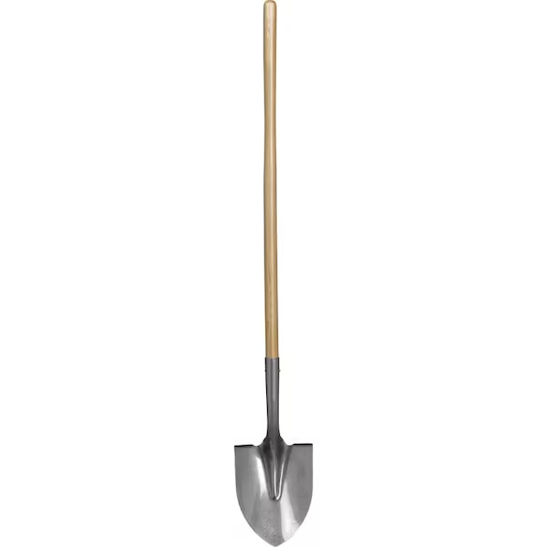 round shovel with usa made ash long handle